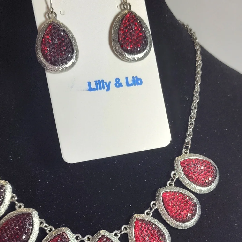 Lilly & Lib Red and Silver Jewelry Set